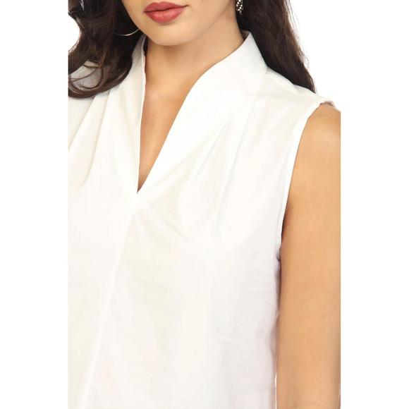 NEW JOSEPH RIBKOFF pleated v-neck sleeveless top in vanilla - Picture 3 of 3